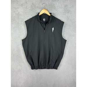 FootJoy Golf Vest Mens Black Half Zip Wind Pullover Sleeveless Elastic Hem Rugby
